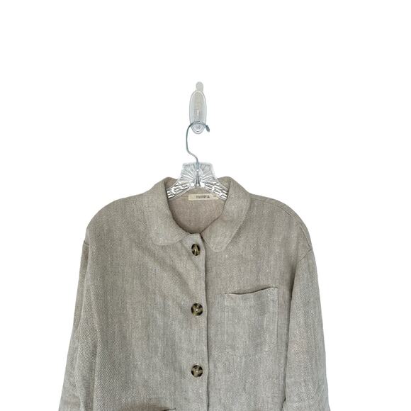 Filosofia Natural Khaki Alexis Woven Lagenlook Heavy Chore Linen Jacket Size XS - Picture 5 of 11